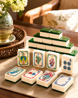 Jeu de tuiles de mahjong américain vert émeraude élégant, en acrylique double couche, coffret cadeau de luxe pour collection de soirées jeux