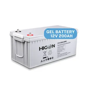 Bakım gerektirmeyen Higon güneş Solar jel akü Makro 200Ah 250Ah 350Ah 600Ah 12V 24V Bluetooth ile