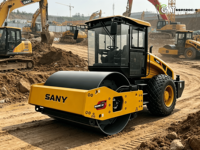 Rouleau compresseur vibrant à tambour unique SANY SSR120C-6 de 12 tonnes d'occasion |   CE |   EPA |   Moteur Kubota EURO 5 75KW à entraînement hydraulique pour travaux du sol