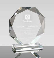 Plaque de trophée personnalisable en cristal K9 transparent poli, imitation antique, forme octogonale, pour cadeaux d'affaires sur mesure