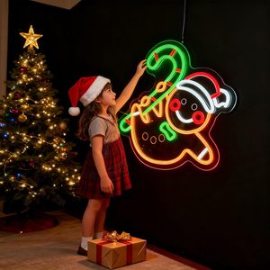 Gingerbread Man LED Neon <b>Sign</b> USB Powered Ambient Light Store Window <b>Sign</b> Decoration Entrance Indicator Light Luminous <b>Sign</b> 5V - Product Image 3