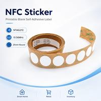 Autocollant NFC RFID 13,56 MHz NTAG213 25 mm en papier couché imprimable, étiquette autocollante pour maison intelligente, inventaire de détail, contrôle d'accès OEM