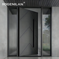 ROGENILAN Portes pivotantes d'entrée principales en aluminium au design moderne, portes extérieures en alliage d'aluminium