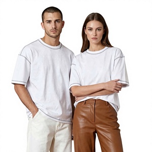 T-shirt surdimensionné personnalisé pour homme, en tissu tricoté sérigraphié, style streetwear, manches courtes, épaules tombantes, poids lourd. - Product Image 1