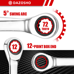 22-Piece Metric and SAE Fixed Head <strong>Ratchet</strong> <strong>Set</strong> | 72-Tooth Professional <strong>Socket</strong> Wrench Kit with Case for Automotive - Product Image 3