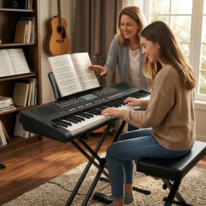 <span class=keywords><strong>Clavier</strong></span> électronique piano noir et bleu avec écran numérique LED, 300 timbres, 300 rythmes, 2 modes d'enseignement, 54 touches, fonction <span class=keywords><strong>MIDI</strong></span> - Product Image 5