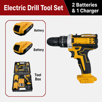 Ensemble d'outils électriques OEM 21V, perceuse sans fil, embrayage à 25+1 vitesses, professionnel, rechargeable au lithium, style pistolet, étui rigide, industriel