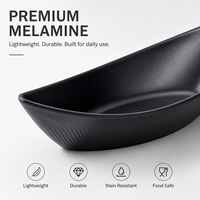Bol en mélamine noir de 31,5 cm, forme bateau, caractéristiques chinoises, incassable, qualité alimentaire, pour restaurant et hôtel