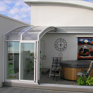 Solárium de Diseño Moderno, Retráctil, Prefabricado, de Aluminio y Vidrio, con Techo Inclinado para Villa - Product Image 5