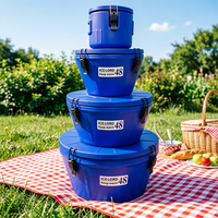 Grossiste en équipement de buffet, transporteur thermique de nourriture commercial, ensemble de 4 pièces, conteneur isotherme en acier inoxydable de 6L à 60L