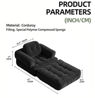 Ensemble de canapé-lit modulaire pliable personnalisé en velours côtelé, rembourré en éponge, compressé sous vide, chaise de sol tatami pour petit appartement