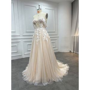 Robes de mariée bohèmes modestes <span class=keywords><strong>2023</strong></span> Nouveaux styles Taobao Champagne Sexy Décolleté épaules dénudées Dentelle <span class=keywords><strong>Robe</strong></span> de mariée civile - Product Image 2