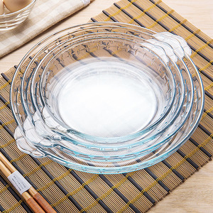 Platos de vidrio redondos de 10 pulgadas, placa transparente resistente al calor de borosilicato, utensilios de cocina para hornear, platos para hornear pasteles de vidrio - Product Image 1