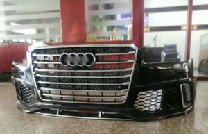 Runde mise à niveau S8 <span class=keywords><strong>RS8</strong></span> modèle pare-chocs avant haute ajustement pour 2011-2018 <span class=keywords><strong>Audi</strong></span> A8 Modification PP matériel pare-chocs avant assemblage Kits de carrosserie - Product Image 4