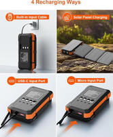 Batterie solaire portable 20000mAh à charge rapide, pliable, avec double lampe torche LED, batterie de secours pour l'extérieur