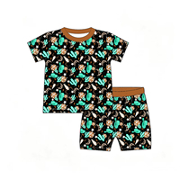 Vêtements pour enfants Zhengpai en fibre de bambou, imprimé cactus occidental doux, pyjama à manches courtes pour tout-petits pour la maison