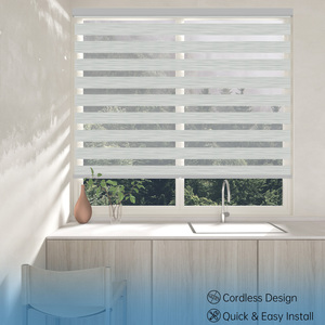 Tende a Rullo Zebra Senza Fili (Versione <span class=keywords><strong>Pro</strong></span>) a Doppio Strato, Controllo Luce, in Poliestere, Oscuranti, con Copertura in Alluminio, Blocco Libero - Product Image 5