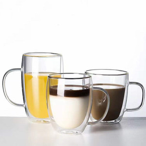 지속 가능한 친환경 제품 <span class=keywords><strong>2pcs</strong></span> 내열성 이중 벽 유리 커피 컵 머그 손잡이 - Product Image 5