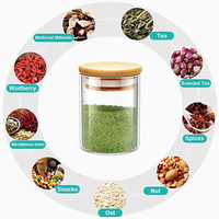 Pot en verre borosilicate de petite taille au design moderne, couvercle en bambou sculpté écologique, compatible micro-ondes, pour aliments, épices, cuisine, articles ménagers sains