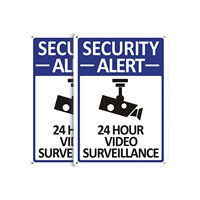 Señal de Advertencia de Seguridad Personalizable con Videovigilancia las 24 Horas, Placa de Aluminio Reflectante Impermeable con Logotipo