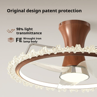 Ventilateur de plafond LED moderne en bois de noyer de 23 pouces, 3 pales, 6 vitesses, moteur DC, télécommande et contrôle par application, 110V/220V pour chambre à coucher et salle de bain