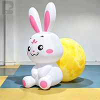 Grand lapin gonflable géant personnalisé avec globe lunaire, ensemble gonflable de dessin animé pour le Festival de la Mi-Automne, usage commercial