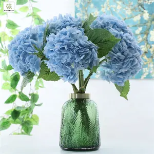High Quality Artificial Real Touch Latex Hydrangea Flower Stem Large Head For Party Hotel Wedding Table Decorative Flowers Blue