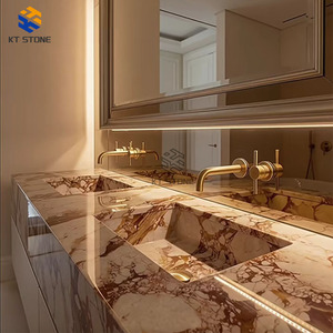 우아한 대리석 욕실 세면대 수납장, 모던 디자인, 내구성 및 청소 용이, 주택 개조용 - Product Image 1