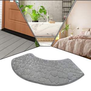 Tapis de porte absorbant incurvé en stock, tapis de salle de bain en forme d'éventail, tapis d'entrée large pour cabines de douche, tapis antidérapant pour salle de bain - Product Image 5