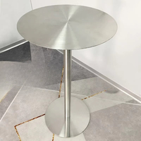 Table de bistrot en acier inoxydable de style industriel, table ronde pour café, mobilier de café, table à desserts, table de balcon extérieure commerciale