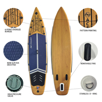 Tabla de Paddle Surf Inflable ACEHERO con Diseño de Madera, Sistema de 3 Aletas, 12'0\"x33.5\"x6\", con Soporte para Cámara de Acción, para Viajes