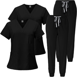 Scrubs Set for Women <b>Stand</b>-Up Collar Zipper Top with Four Pockets Stretchy Yoga Pants Medical Care <b>Work</b> Uniform Beauty Salon - Product Image 1