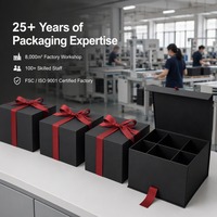 Boîte cadeau magnétique à rabat noir mat personnalisée avec nœud en ruban rouge, pliable, vente en gros, directement de l'usine pour la vente au détail