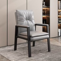 Chaise de bureau moderne multifonctionnelle XY en cuir PU et éponge, imperméable, avec accoudoirs, chaise de conférence, structure en acier carbone, 63x58x107cm