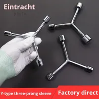 Jeu de clés à douille en Y à trois branches en acier au carbone de qualité industrielle, métriques, multifonctionnelles, courtes, triangulaires, chromées