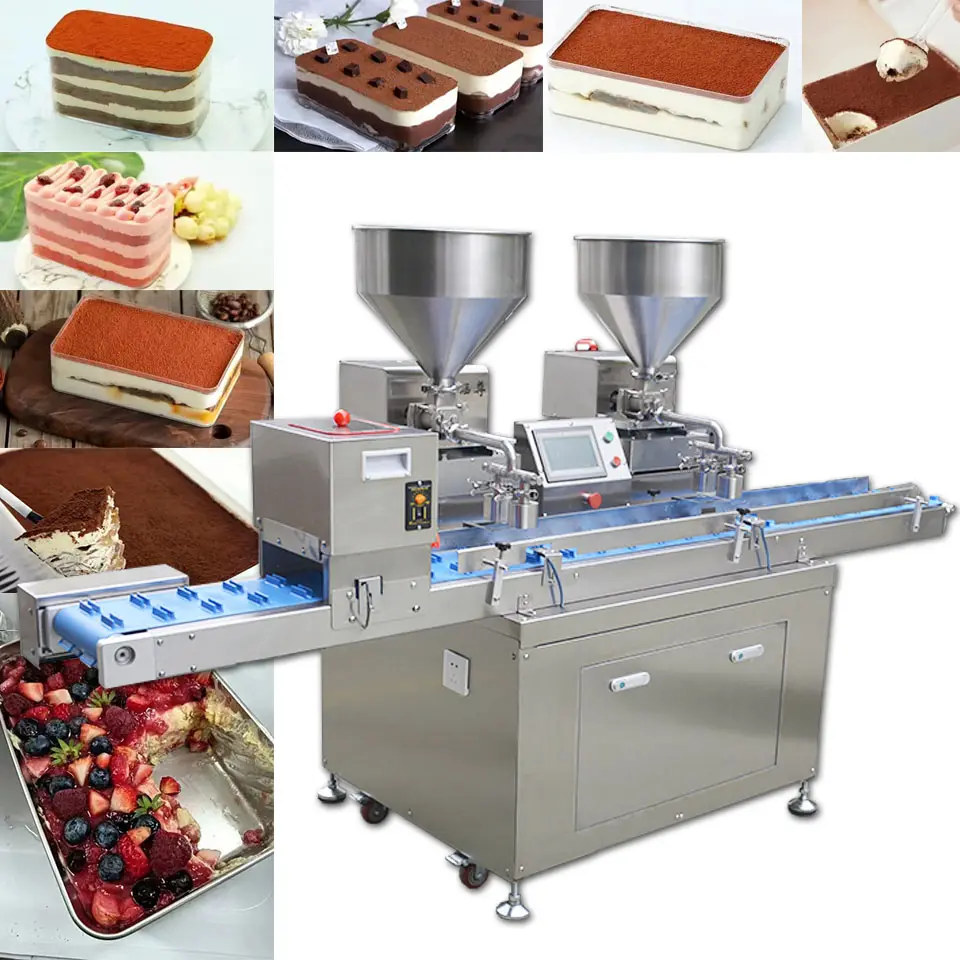 Garis produksi Dekorasi otomatis komersial mesin pengisi kue Cup pembuat kue keju coklat kue kecil