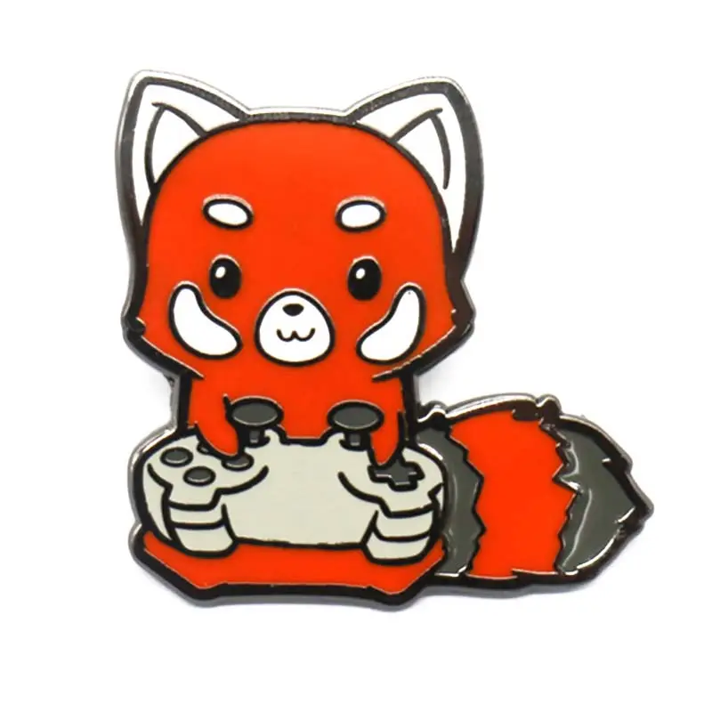 Hard Enamel Pin Manufacturer Custom Zinc Alloy Metal Cartoon Fox Red Butterfly Clasps Pin Anime Pins