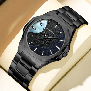 Reloj de pulsera de cuarzo minimalista para hombre, de la marca HANNAH MARTIN, con esfera ultrafina, en caja de regalo, ideal para negocios. - Product Image 1