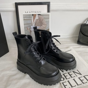 Nouvelle Collection 2021 Bottes d'équitation pour femme, automne, à semelle épaisse, pour un style décontracté, idéales pour les petites silhouettes, mi-<span class=keywords><strong>mollet</strong></span> amincissantes en coton - Product Image 2