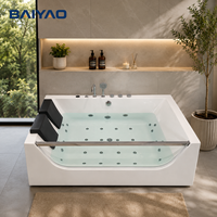 Baignoire de massage double en acrylique de luxe avec jets puissants, lumières LED et panneau de commande numérique pour spa à domicile