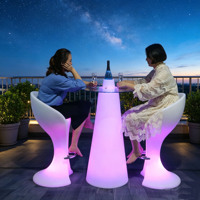 Table de bar LED moderne en plastique, pour usage commercial, hôtelier, extérieur, écologique, résistante à l'eau, lumineuse, rechargeable
