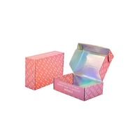 Caja de Embalaje Cosmética Rígida Holográfica Brillante de Materiales Reciclados Personalizada, Caja de Cartón Corrugado para Envío de Ropa