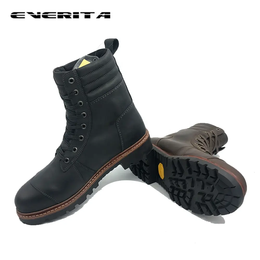 Mteepi — chaussures en cuir pour hommes, protection de cheville Standard, baskets de moto imperméables à lacets