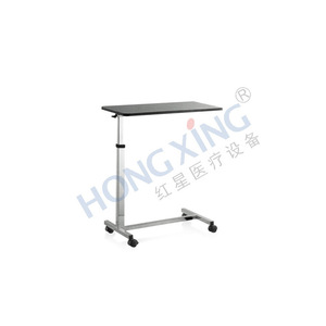 Hx-A43 Mobile Height Adjustable <b>Table</b> <b>For</b> Hospital Bedside Use With <b>Wheels</b> And Stainless Steel Frame - Product Image 1