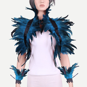 Set di scialle di piume di Halloween scialle di piume Punk piumino festa per festa <span class=keywords><strong>vestito</strong></span> Cosplay costumi Poncho per le donne e gli uomini - Product Image 2