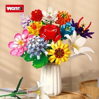Woma 1:8 Bloques de Construcción de Plástico ABS, 40 Piezas, Juguete DIY, Ramo de Rosas, Arreglo Floral, Regalo de San Valentín, Unisex