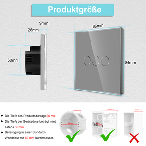 Bingoelec Factory Discounts Single Live Wire Interruptor táctil eléctrico 1/2/3/4 Gang 1 Way Normal Touch Vidrio templado - Product Image 4