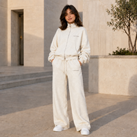 Ensemble de survêtement pour femme en molleton de coton de luxe, respirant, brodé, motif lettres streetwear, décontracté, double fermeture éclair