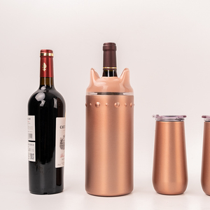 Seau refroidisseur de bouteille de vin en acier inoxydable à double paroi portable personnalisé pour le vin de glace et pour les fêtes de champagne - Product Image 1