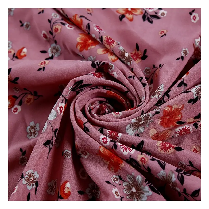 Großhandel Printed Floral Design 4 weg Stretch Satin 95 Polyester 5 Spandex Silk-wie Silky Poly Satin Fabric für Casual Dresses
